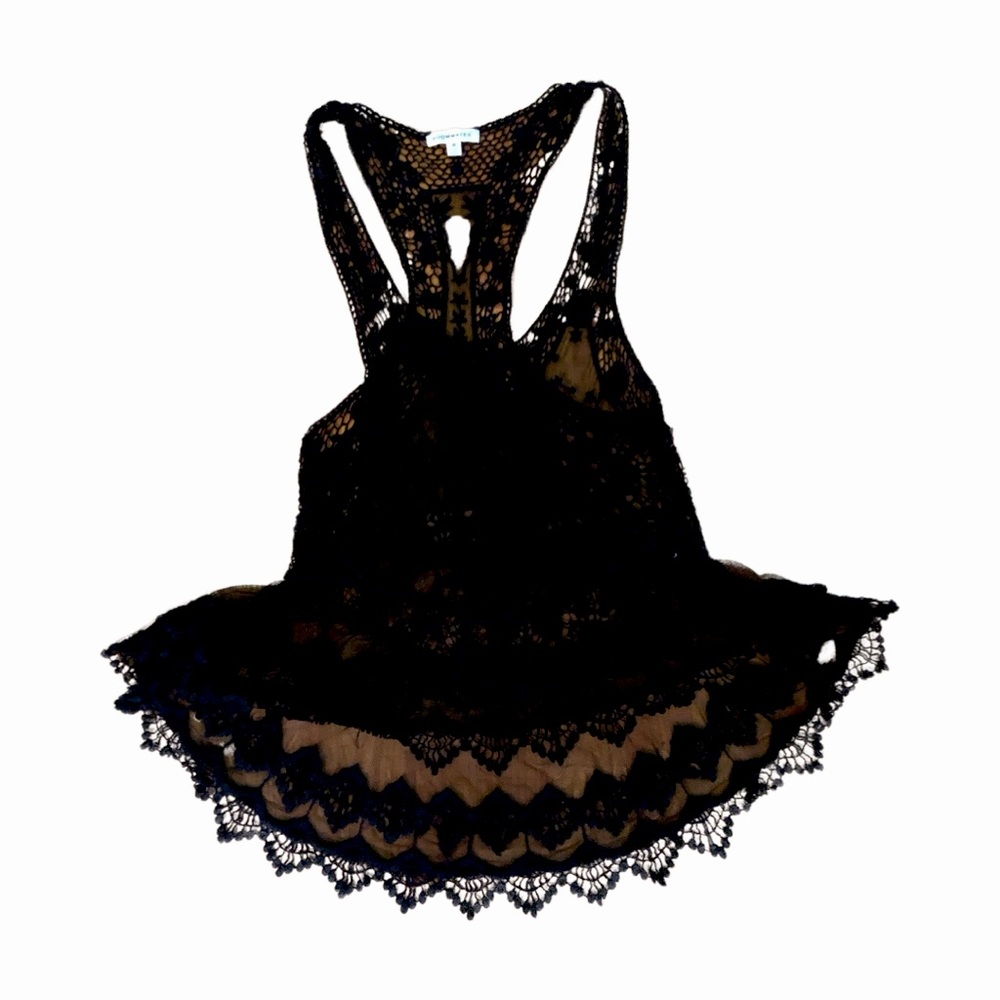 Cover up black sheer crochet top